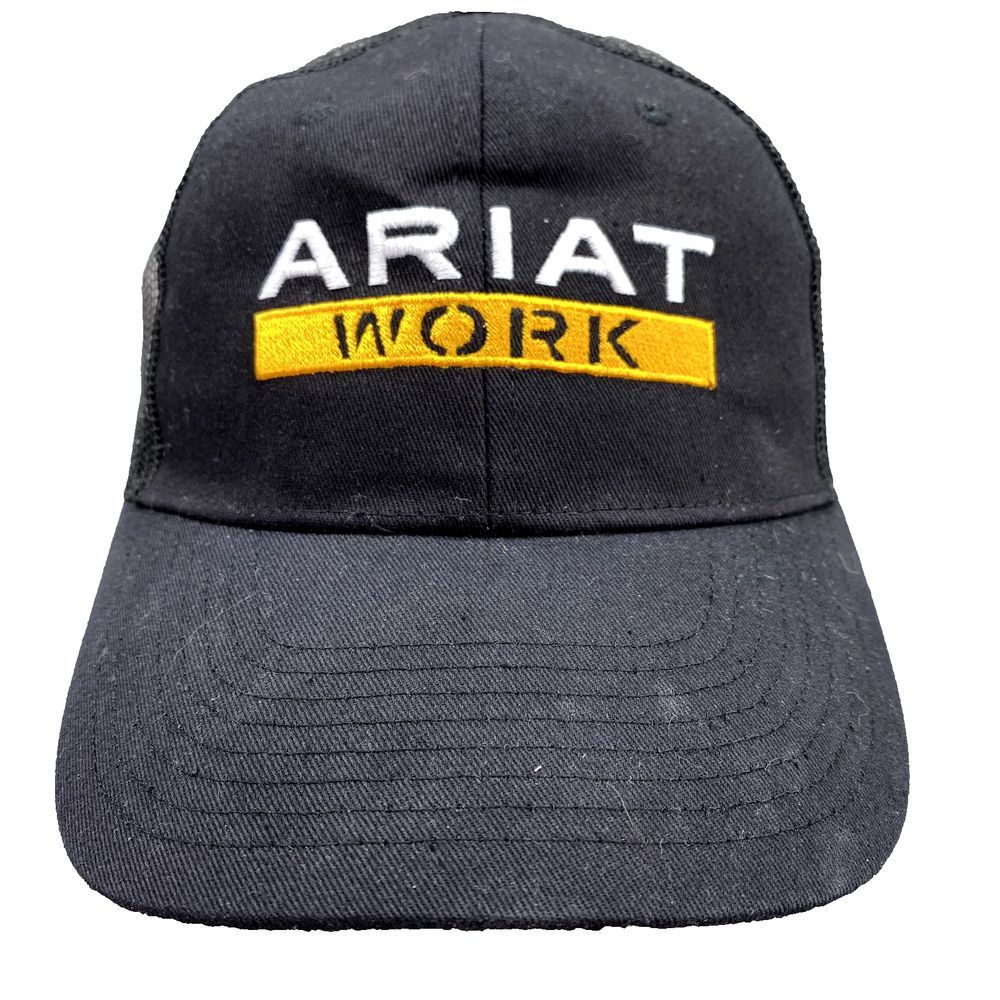 Ariat Work Trucker Hat Cap Snapback Men Black Mesh Western Workwear Rodeo Cowboy
